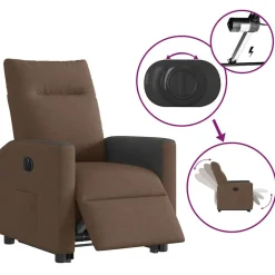 vidaXL Sillón eléctrico reclinable elevable de tela marrón Marrón Outlet