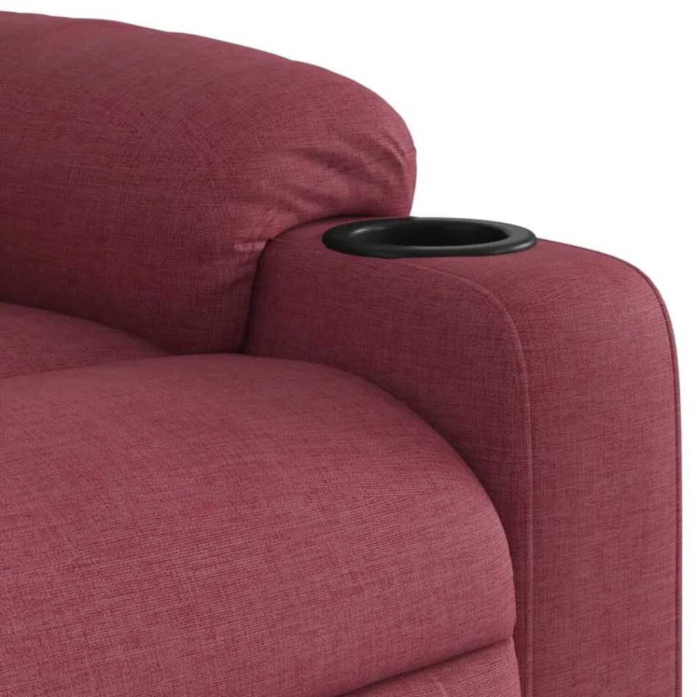 vidaXL Sillón eléctrico reclinable elevable de tela rojo tinto Rojo vino tinto New