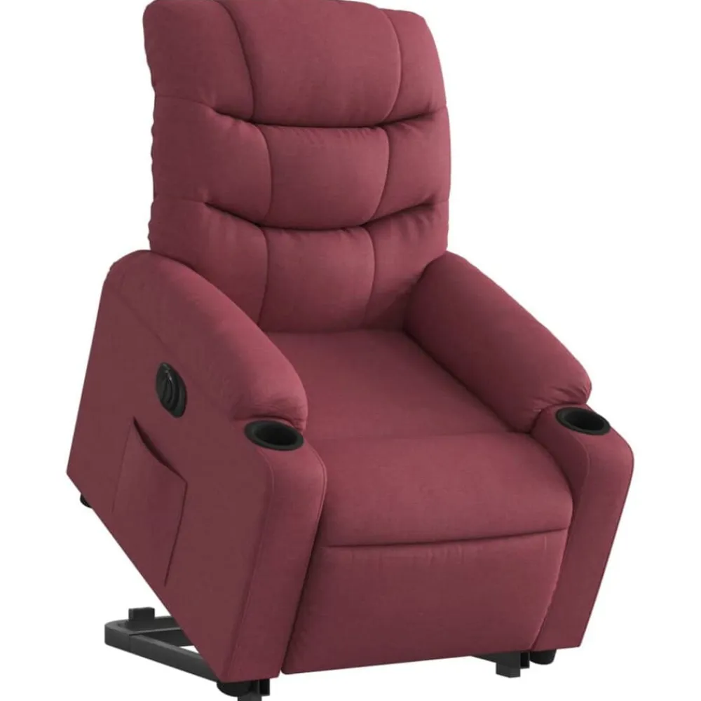 vidaXL Sillón eléctrico reclinable elevable de tela rojo tinto Rojo vino tinto New
