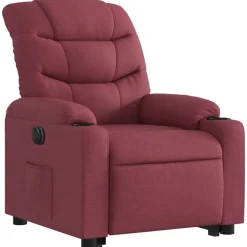 vidaXL Sillón eléctrico reclinable elevable de tela rojo tinto Rojo vino tinto New