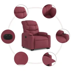 vidaXL Sillón eléctrico reclinable elevable de tela rojo tinto Rojo vino tinto New