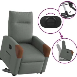 vidaXL Sillas-Sillón eléctrico reclinable elevable de tela