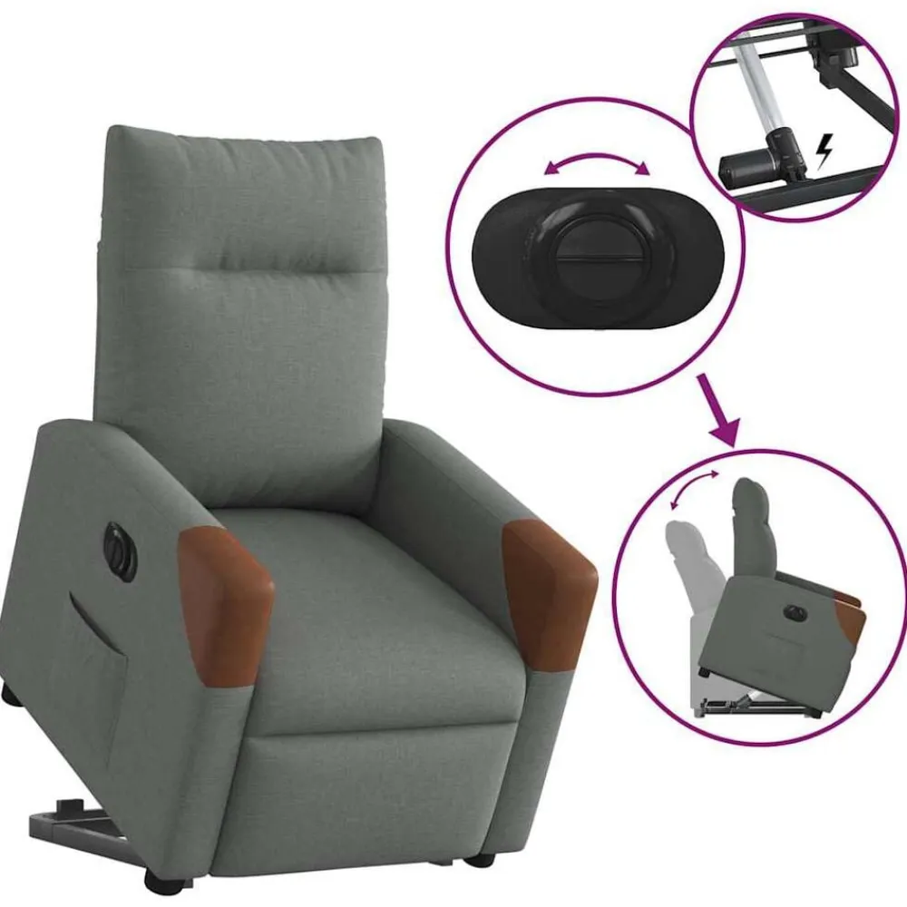 vidaXL Sillas-Sillón eléctrico reclinable elevable de tela