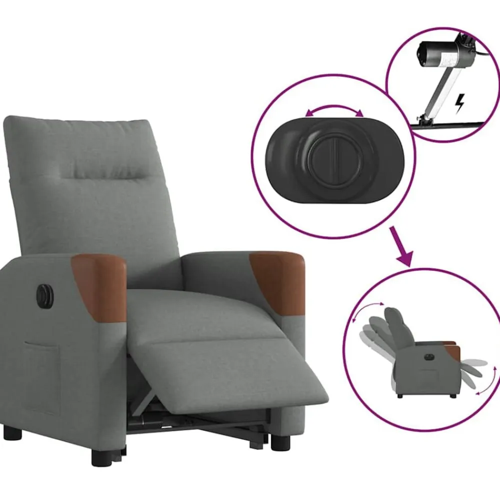 vidaXL Sillas-Sillón eléctrico reclinable elevable de tela
