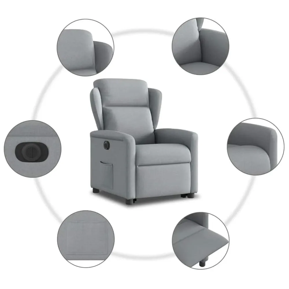 vidaXL Sillas-Sillón eléctrico reclinable elevable de tela