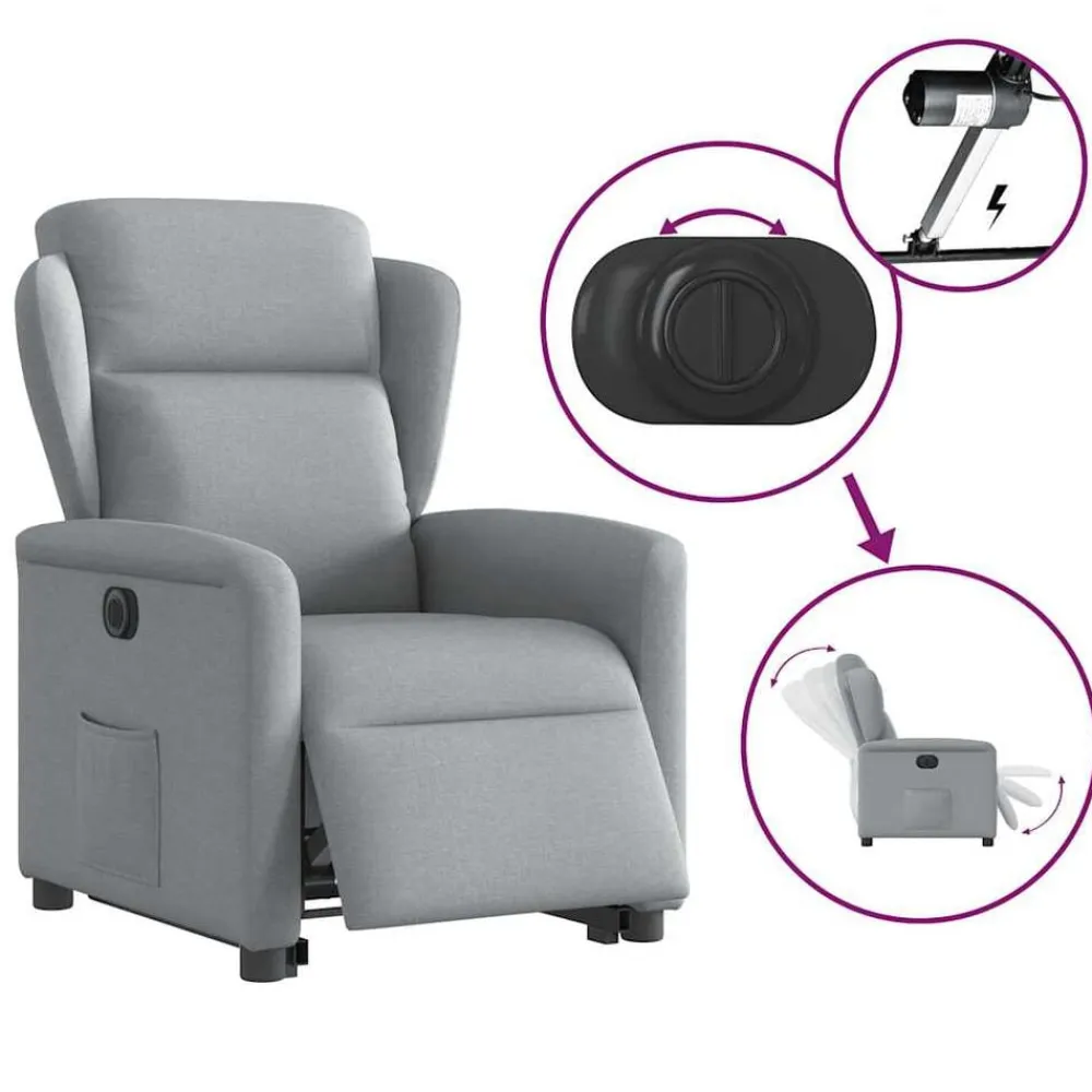 vidaXL Sillas-Sillón eléctrico reclinable elevable de tela