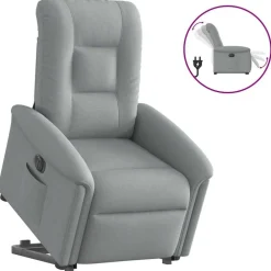 vidaXL Sillón eléctrico reclinable elevable de tela Gris claro