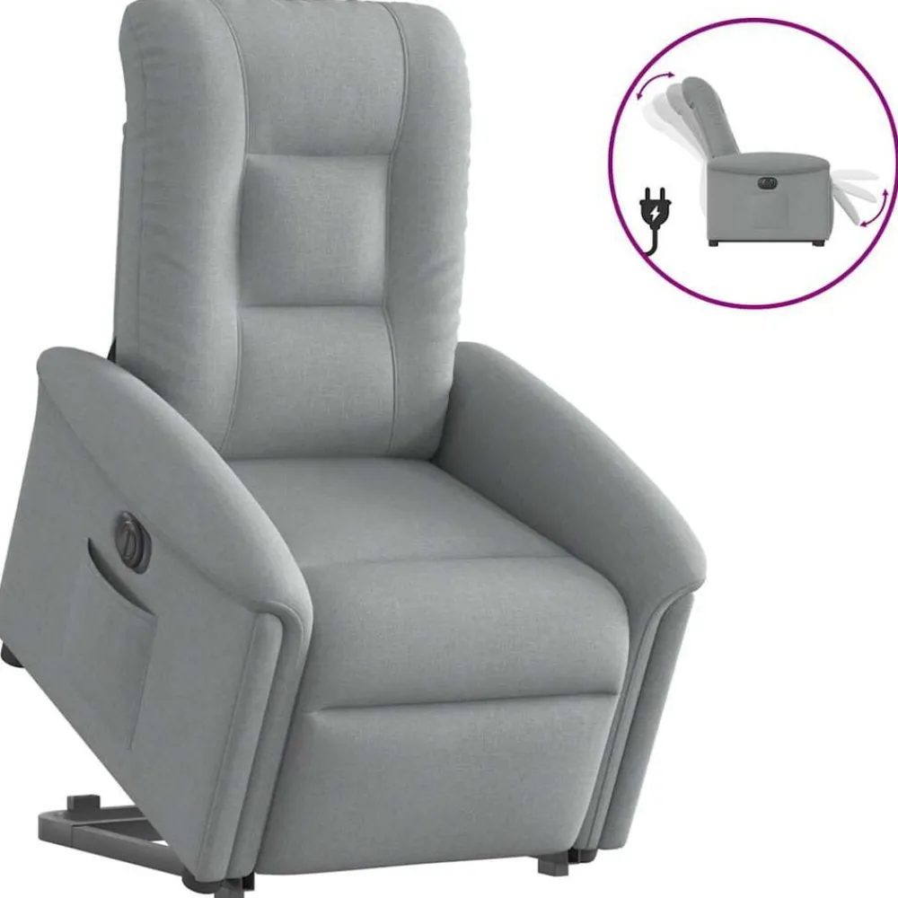 vidaXL Sillón eléctrico reclinable elevable de tela Gris claro