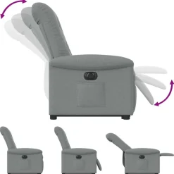 vidaXL Sillón eléctrico reclinable elevable de tela Gris claro