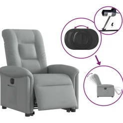 vidaXL Sillón eléctrico reclinable elevable de tela Gris claro