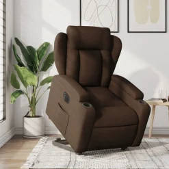 vidaXL Sillas-Sillón eléctrico reclinable elevable de tela marrón