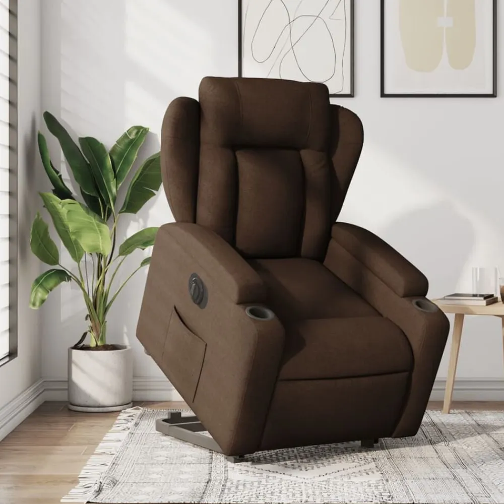 vidaXL Sillas-Sillón eléctrico reclinable elevable de tela marrón