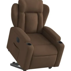 vidaXL Sillas-Sillón eléctrico reclinable elevable de tela marrón