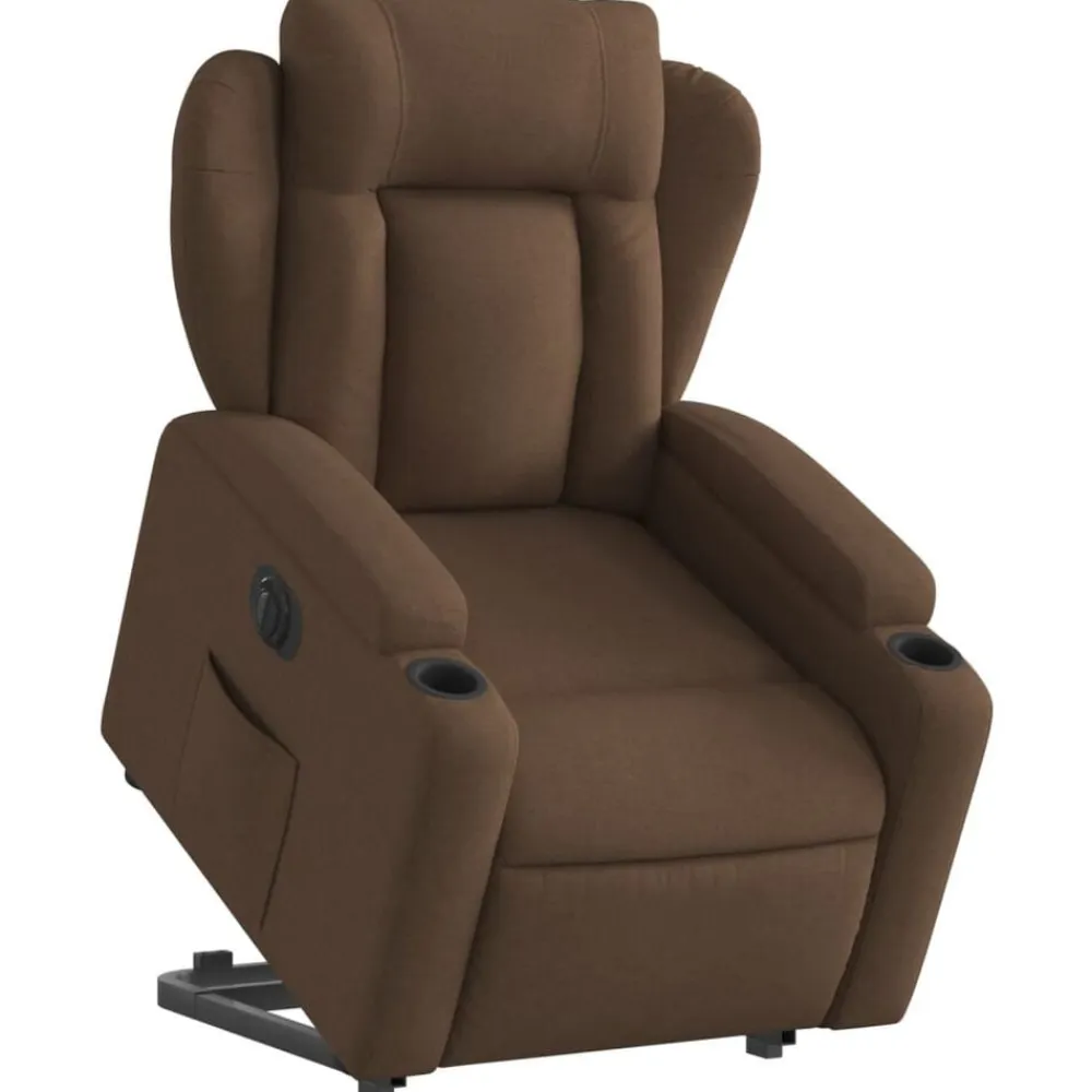 vidaXL Sillas-Sillón eléctrico reclinable elevable de tela marrón