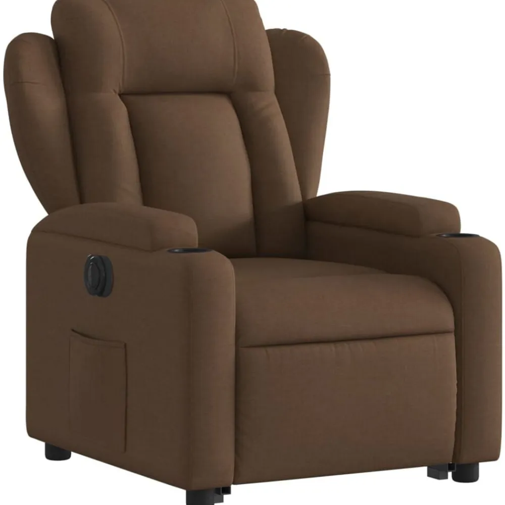 vidaXL Sillas-Sillón eléctrico reclinable elevable de tela marrón