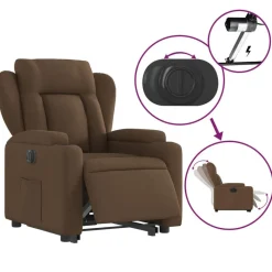 vidaXL Sillas-Sillón eléctrico reclinable elevable de tela marrón