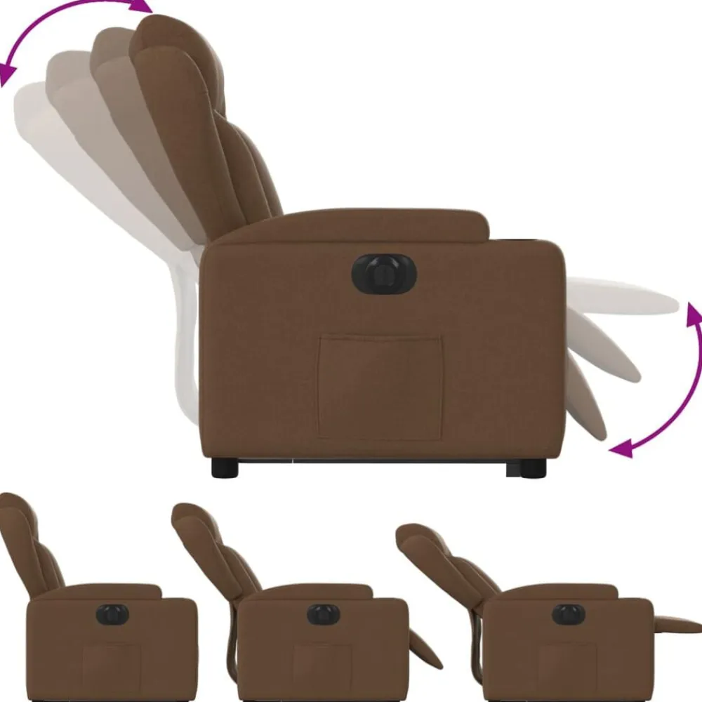 vidaXL Sillas-Sillón eléctrico reclinable elevable de tela marrón