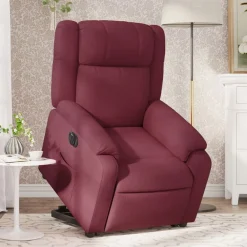 vidaXL Sillas-Sillón eléctrico reclinable elevable de tela rojo tinto