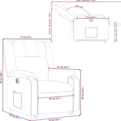 vidaXL Sillas-Sillón eléctrico reclinable elevable de tela rojo tinto