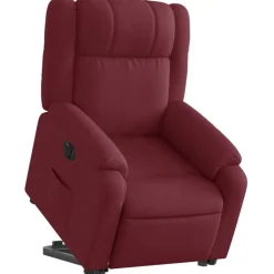 vidaXL Sillas-Sillón eléctrico reclinable elevable de tela rojo tinto