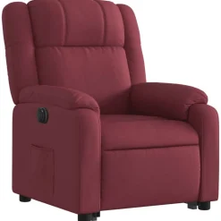 vidaXL Sillas-Sillón eléctrico reclinable elevable de tela rojo tinto