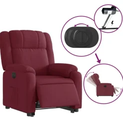 vidaXL Sillas-Sillón eléctrico reclinable elevable de tela rojo tinto
