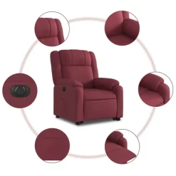 vidaXL Sillas-Sillón eléctrico reclinable elevable de tela rojo tinto