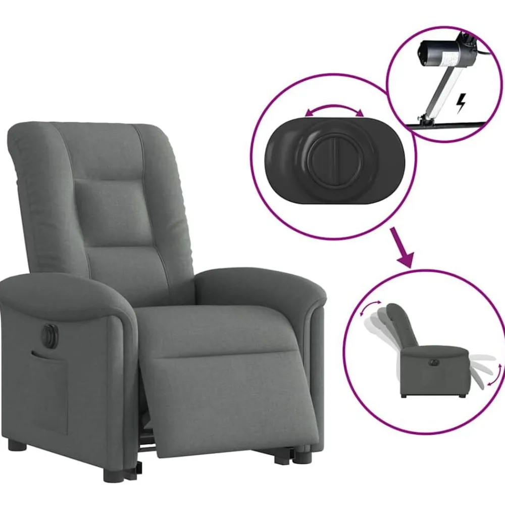vidaXL Sillas-Sillón eléctrico reclinable elevable de tela