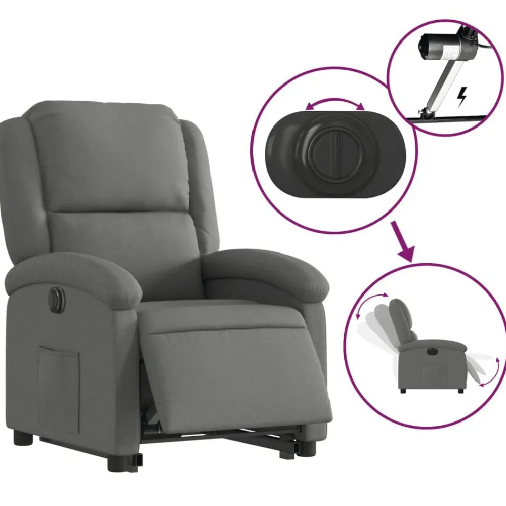 vidaXL Sillas-Sillón eléctrico reclinable elevable de tela