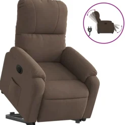 vidaXL Sillón eléctrico reclinable elevable tela microfibra marrón Marrón New