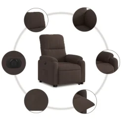 vidaXL Sillón eléctrico reclinable elevable tela microfibra marrón Marrón New