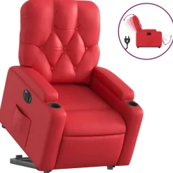 vidaXL Sillón elevable eléctrico cuero artificial Rojo Discount