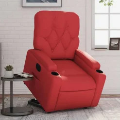 vidaXL Sillón elevable eléctrico cuero artificial Rojo Discount