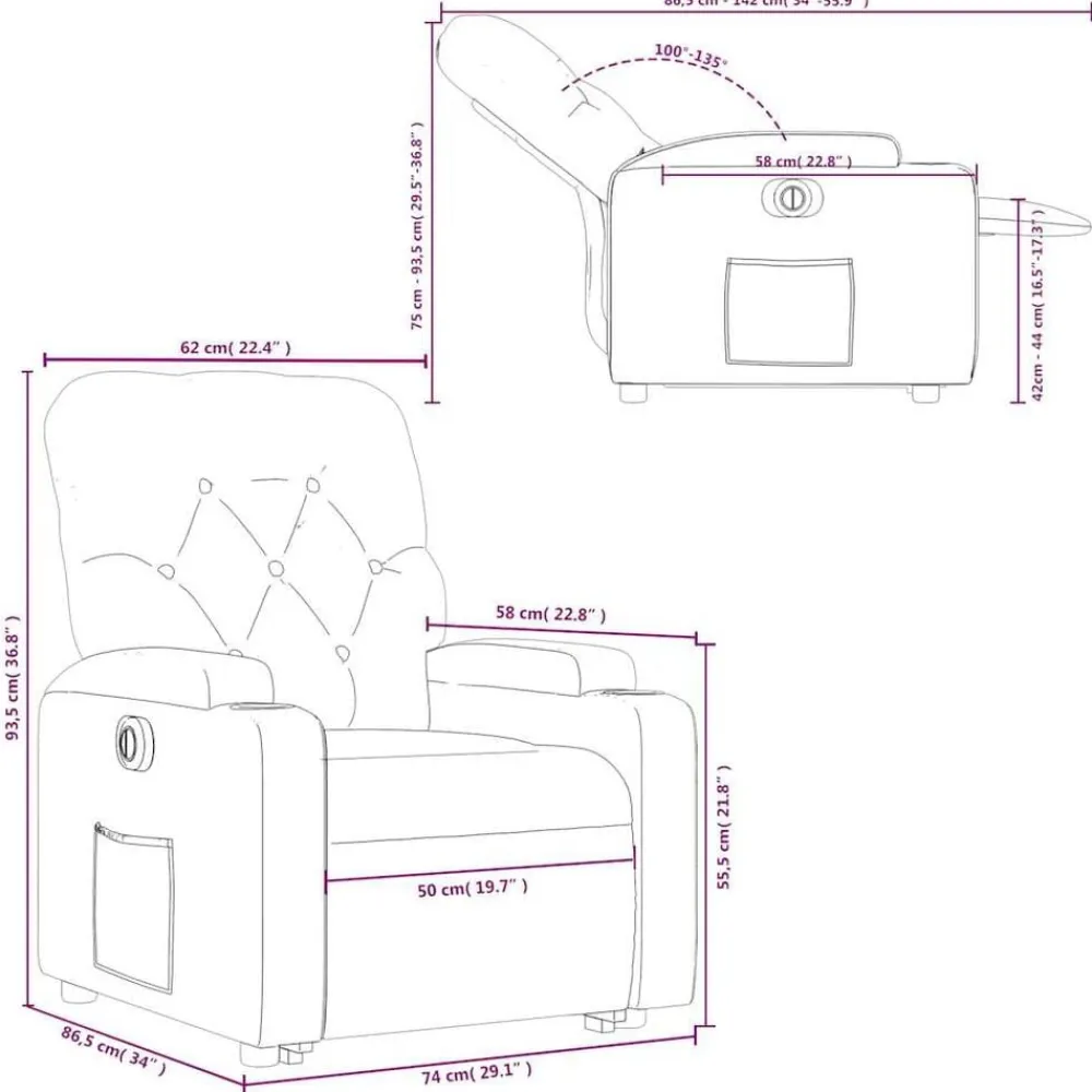 vidaXL Sillón elevable eléctrico cuero artificial Rojo Discount