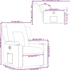 vidaXL Sillas-Sillón elevable eléctrico cuero artificial
