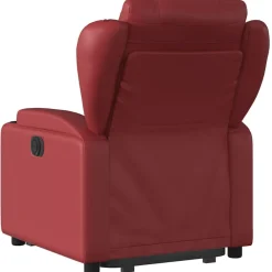 vidaXL Sillas-Sillón elevable eléctrico cuero artificial rojo tinto