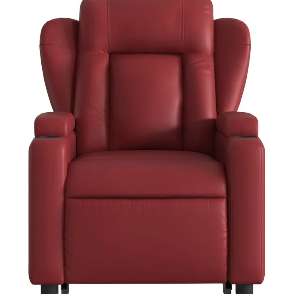 vidaXL Sillas-Sillón elevable eléctrico cuero artificial rojo tinto