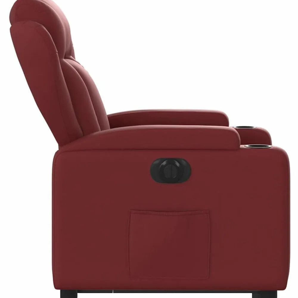 vidaXL Sillas-Sillón elevable eléctrico cuero artificial rojo tinto