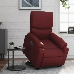 vidaXL Sillón elevable eléctrico cuero artificial rojo tinto Rojo vino tinto Hot