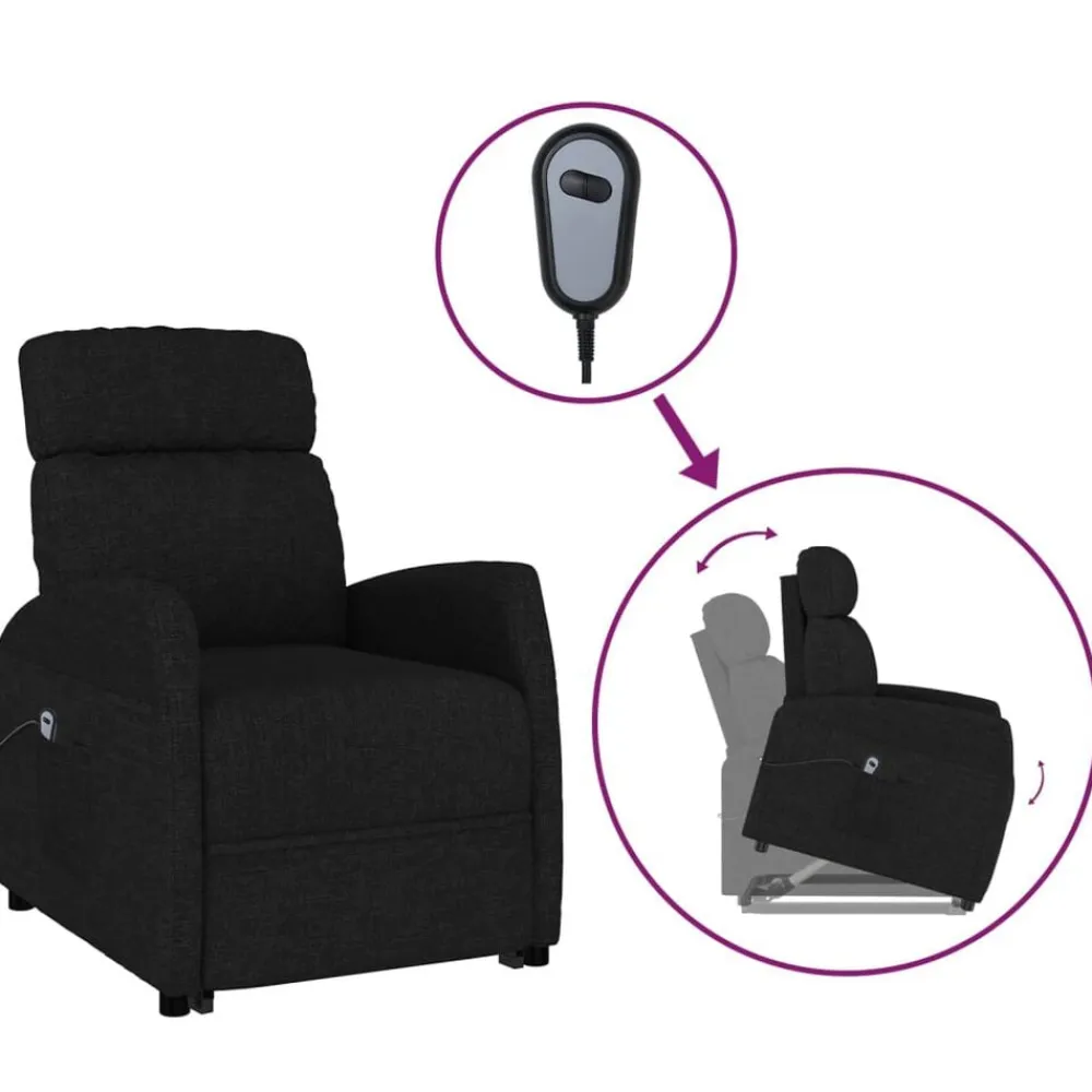 vidaXL Sillón elevable tela Negro Outlet