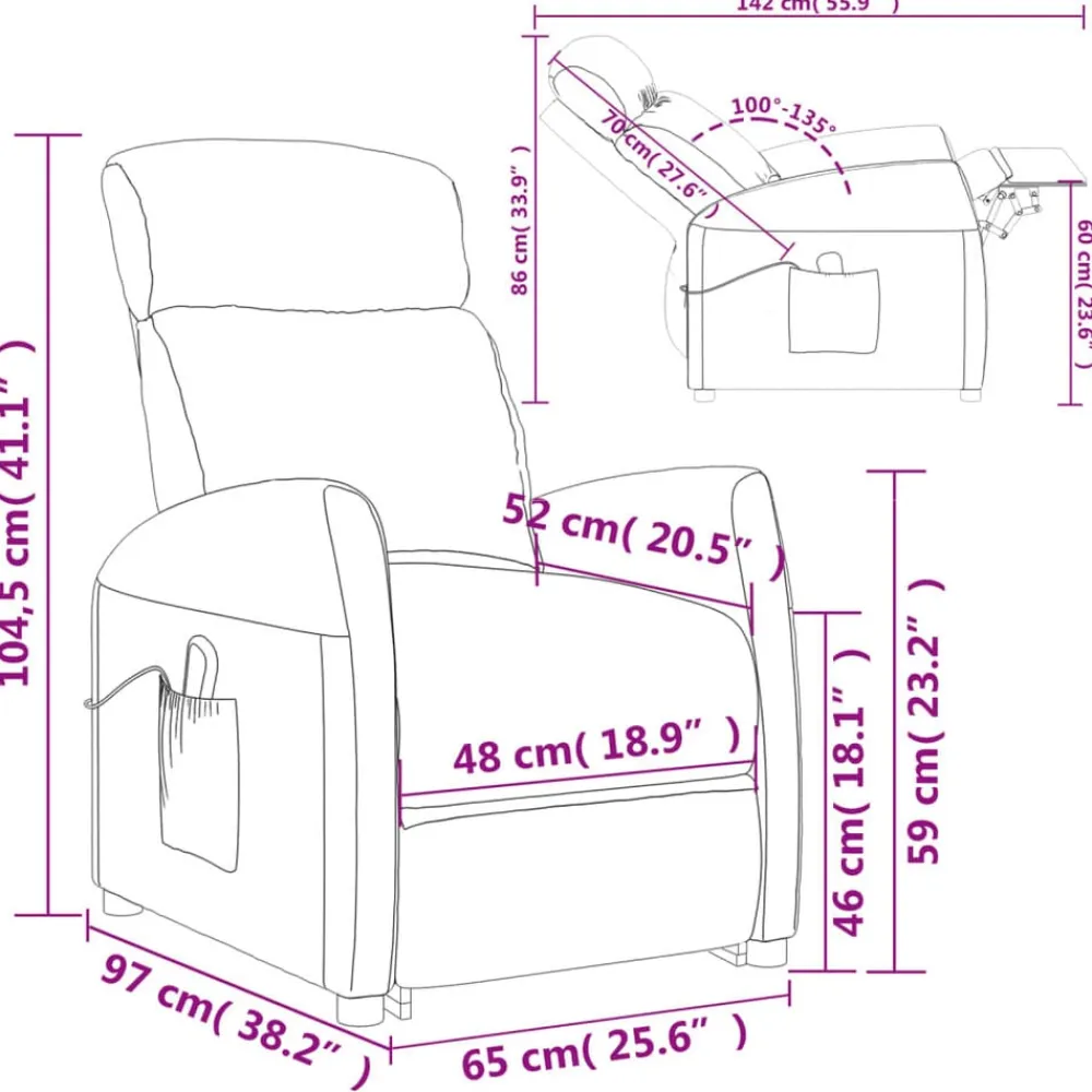 vidaXL Sillón elevable tela Negro Outlet
