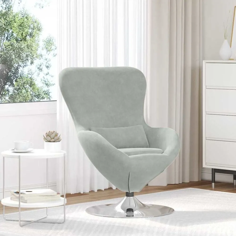 vidaXL Sillón huevo Terciopelo Gris claro Hot