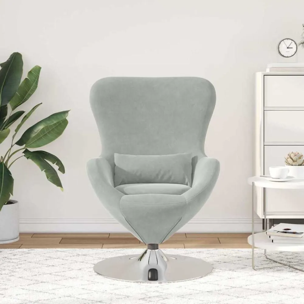 vidaXL Sillón huevo Terciopelo Gris claro Hot