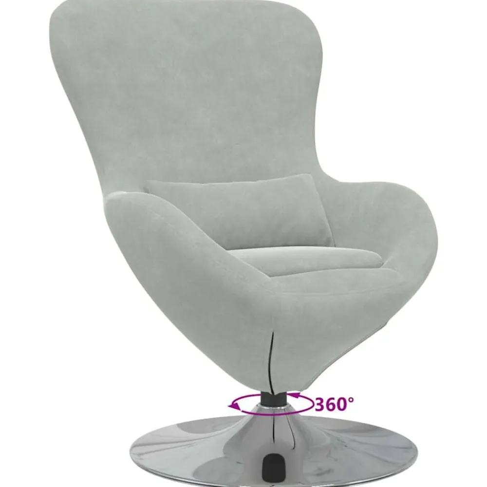 vidaXL Sillón huevo Terciopelo Gris claro Hot