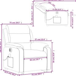 vidaXL Sillas-Sillón masaje eléctrico reclinable elevable tela
