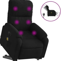 vidaXL Sillón masaje eléctrico reclinable elevable tela Negro Clearance