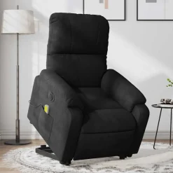 vidaXL Sillón masaje eléctrico reclinable elevable tela Negro Clearance