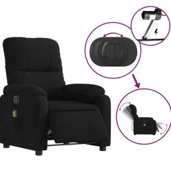vidaXL Sillón masaje eléctrico reclinable elevable tela Negro Clearance
