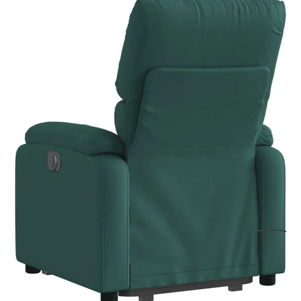 vidaXL Sillón masaje eléctrico reclinable elevable tela Verde oscuro Discount