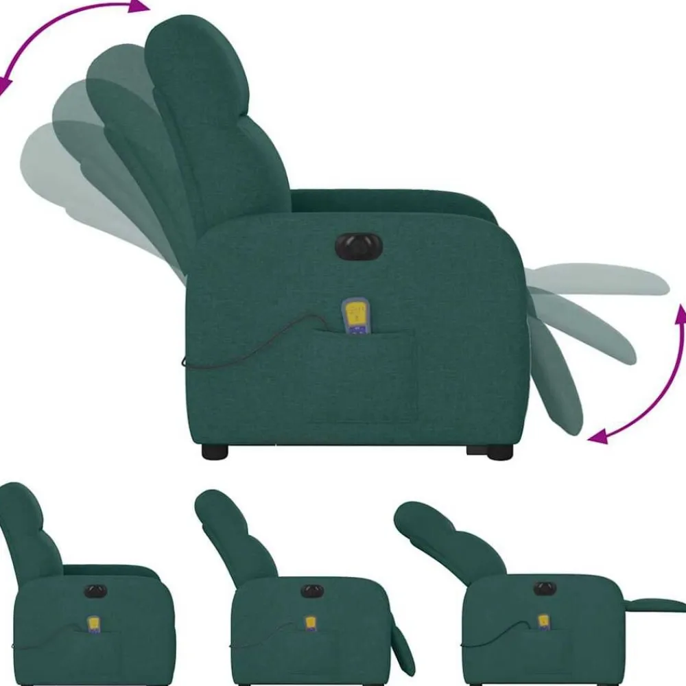 vidaXL Sillas-Sillón masaje eléctrico reclinable elevable tela